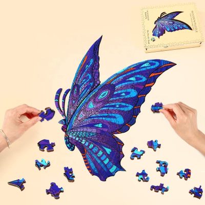 Butterfly shaped colorful wooden puzzle (5)