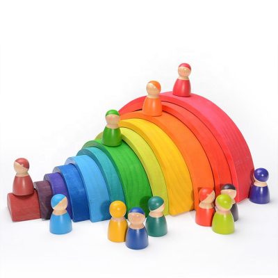 Children’s educational wooden rainbow blocks (6)