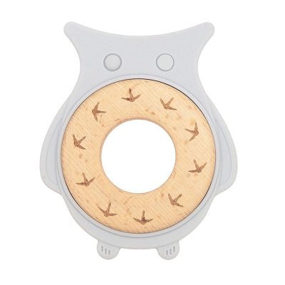 Cute grey wooden baby teether (4)