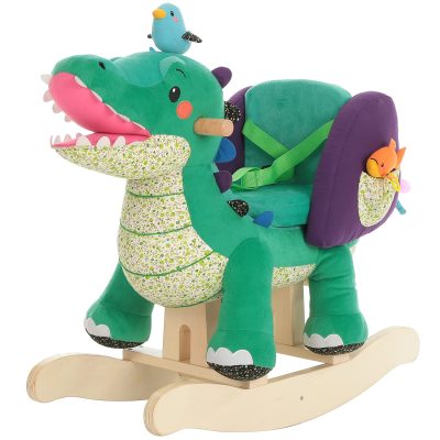 Delicate green wooden rocking horse (5)