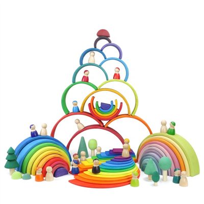 Fun design wooden rainbow blocks (2)