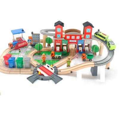 High quality beech wood simulation train toy (3)