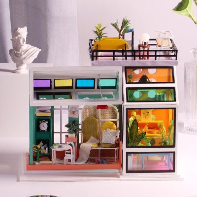 Home decor crafts wooden wooden doll house (3)