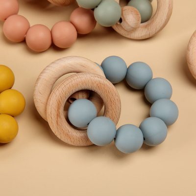 Non-toxic wooden beads baby teether (5)