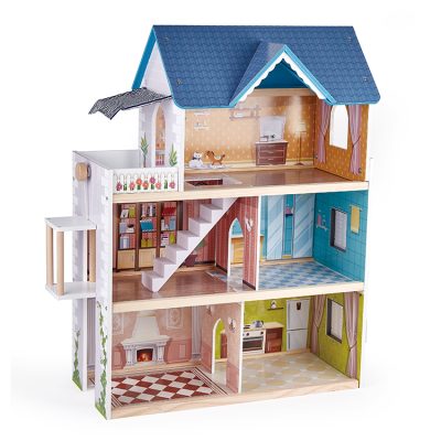 Pretend cosplay wooden doll house (3)