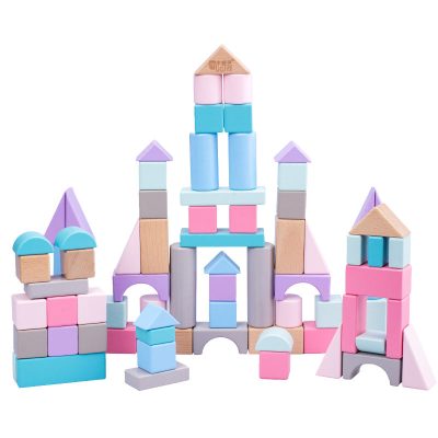 Solid color natural wooden building block toy (2)