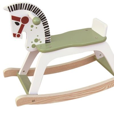 White and green wooden rocking horse (5)