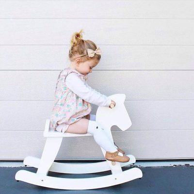 White pretty kid wooden rocking horse (6)